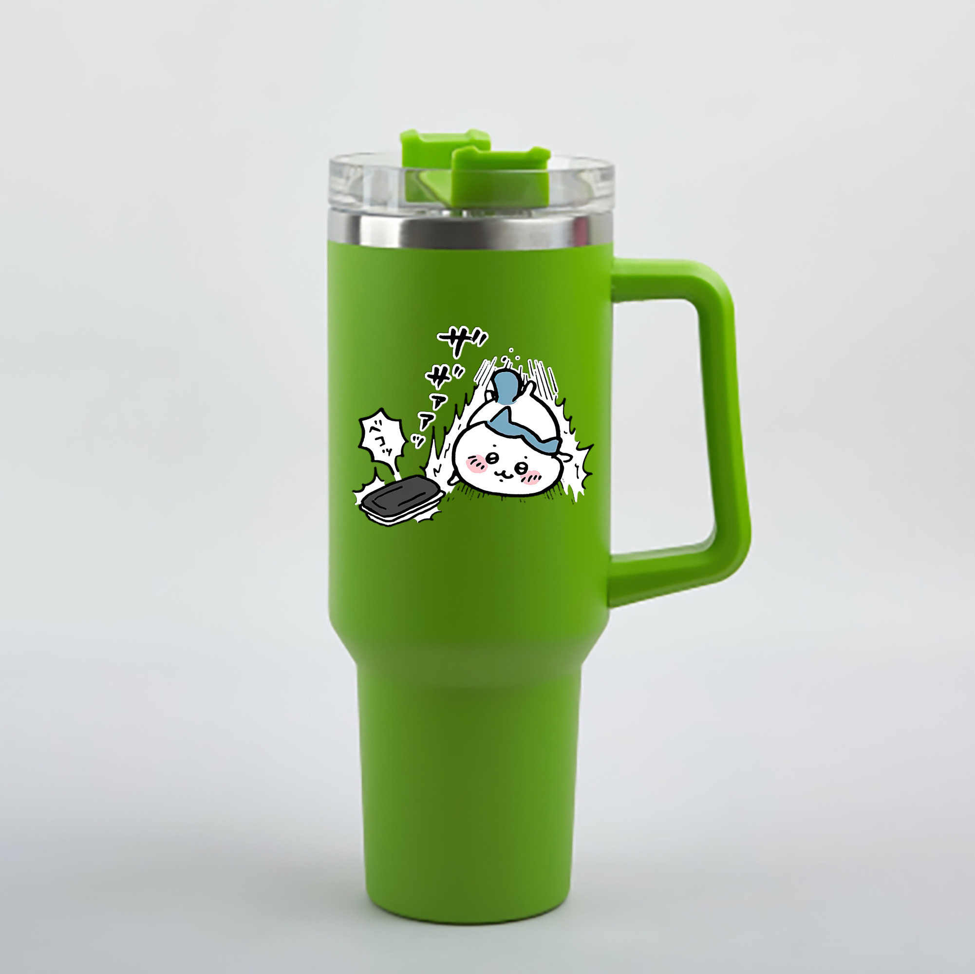 （画像用） ちいかわ ハチワレ Chii-kawa hachiware 1200mL車用タンブラー - クリスタルステッカー（プラスチックストロー付き）